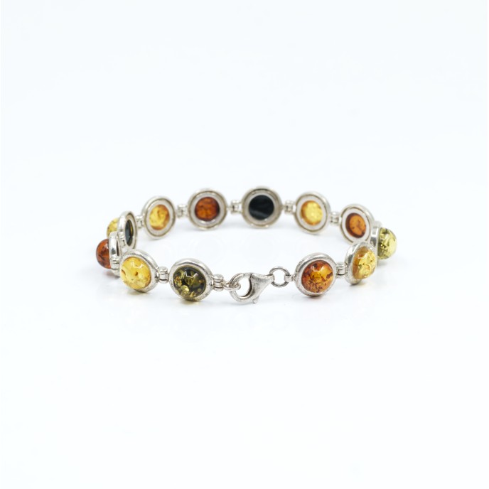 Bratara flexibila chihlimbare rotunde Argint