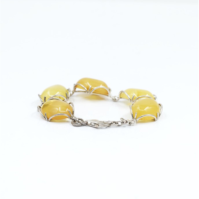 Bratara flexibila chihlimbare ovale galbene Argint