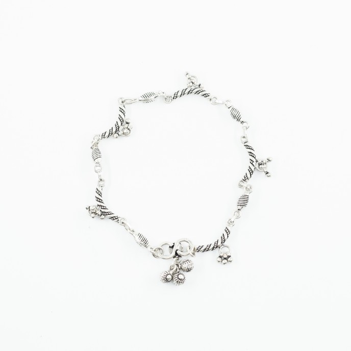 Bratara picior cilindrii curbati Argint