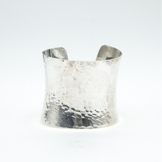Bratara fixa concava hammered 6cm Argint