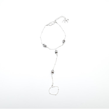 Bratara cu inel floricele-calut Argint