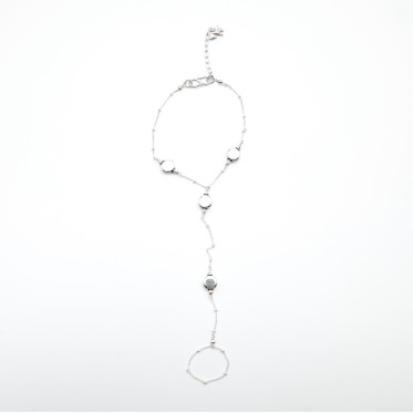 Bratara cu inel bilute plate Argint