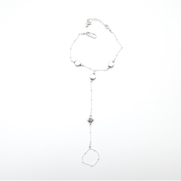 Bratara cu inel bilute plate Argint