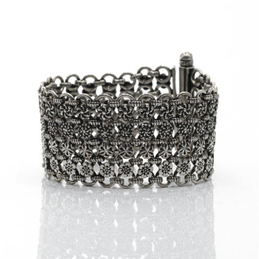 Bratara etnica India plasa florala Argint