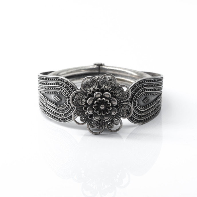 Bratara fixa India floare Argint
