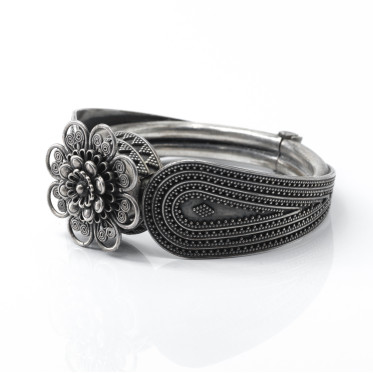 Bratara fixa India floare Argint