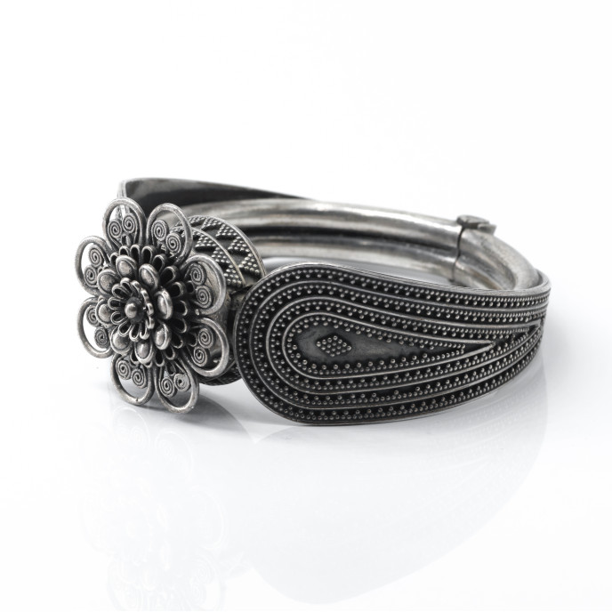 Bratara fixa India floare Argint