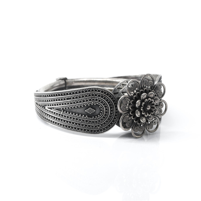 Bratara fixa India floare Argint