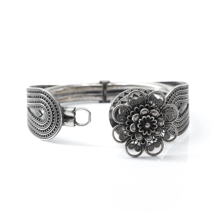 Bratara fixa India floare Argint