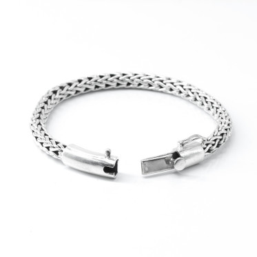 Bratara flexibila impletitura spic rotunda Argint