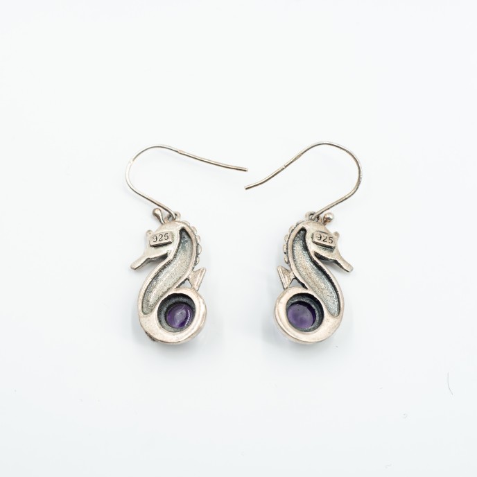 Cercei calut-de-mare pietre naturale Argint