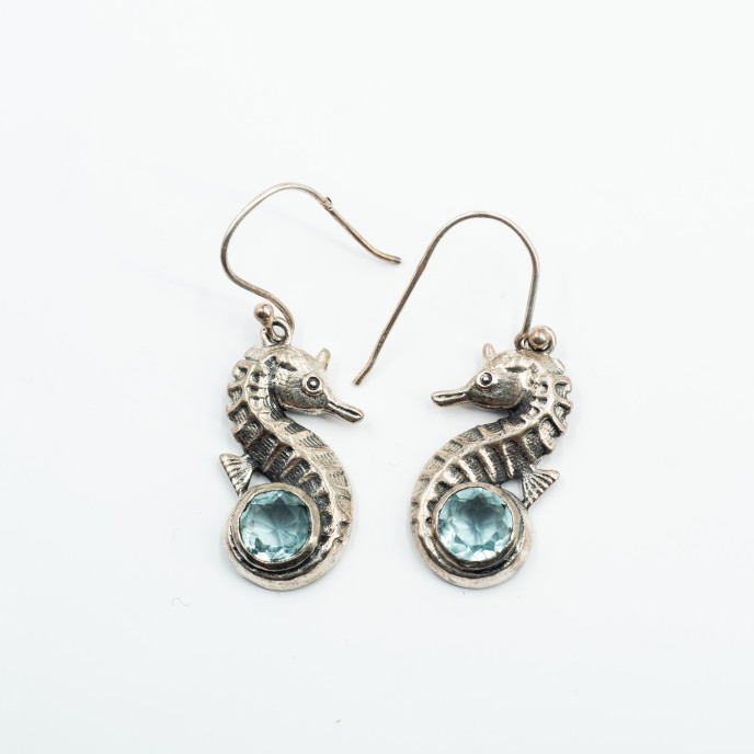 Cercei calut-de-mare pietre naturale Argint