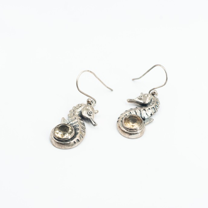 Cercei calut-de-mare pietre naturale Argint