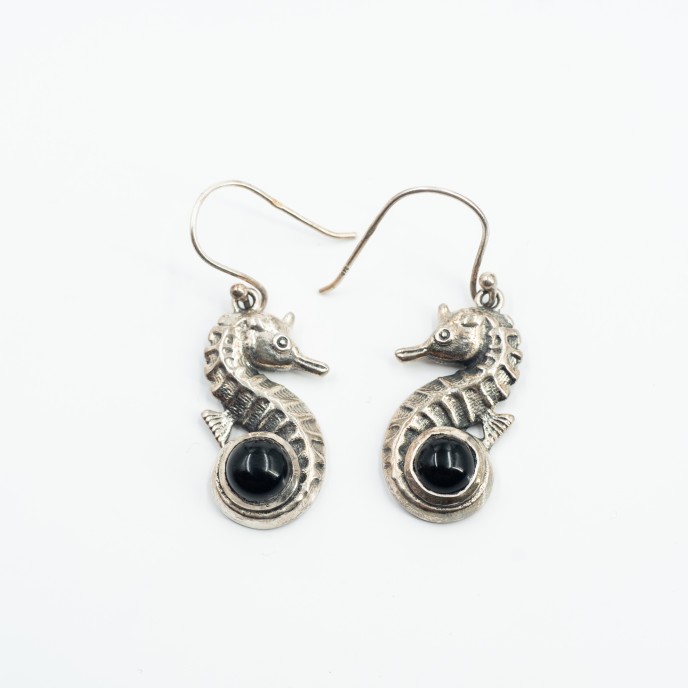 Cercei calut-de-mare pietre naturale Argint