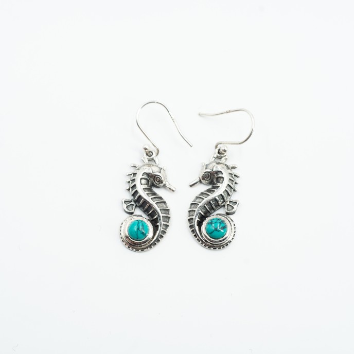 Cercei calut-de-mare pietre naturale Argint