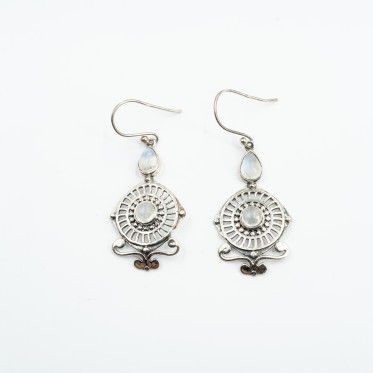 Cercei rotunzi picatura pietre naturale Argint