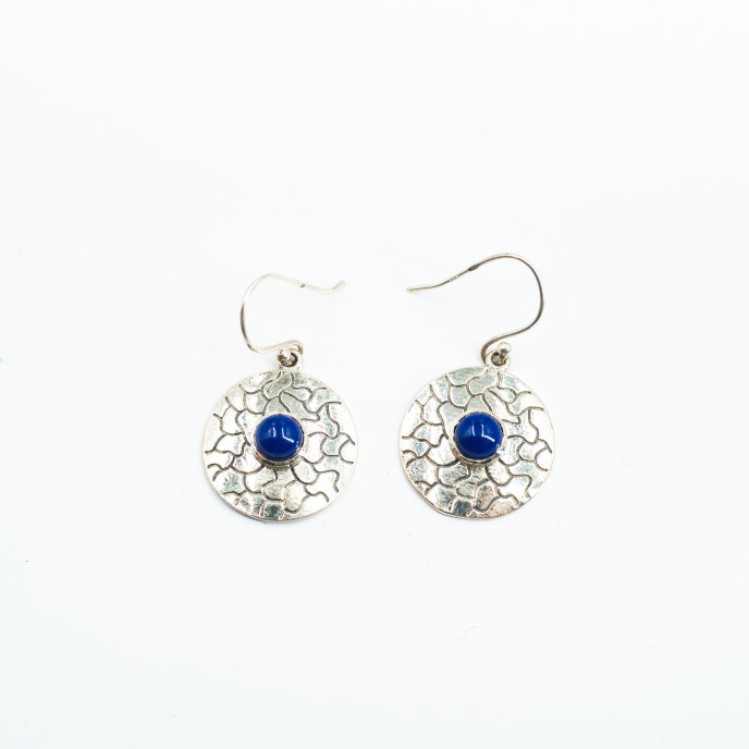 Cercei lungi disc pietre naturale Argint