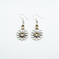 Cercei lungi margareta pietre naturale Argint