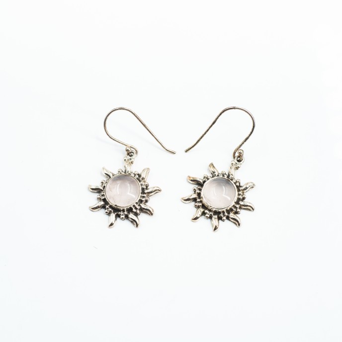 Cercei lungi soare pietre naturale Argint