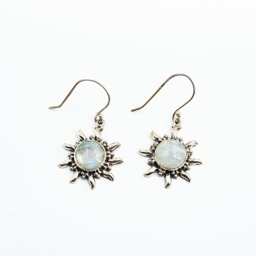 Cercei lungi soare pietre naturale Argint