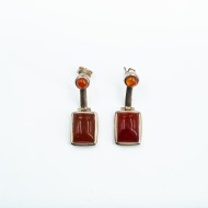 Cercei lungi dreptunghi pietre naturale Argint