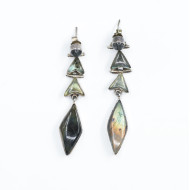 Cercei lungi romb pietre naturale L Argint