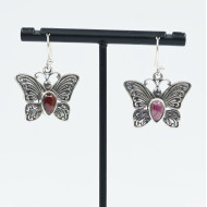 Cercei lungi fluture piatra naturala Argint