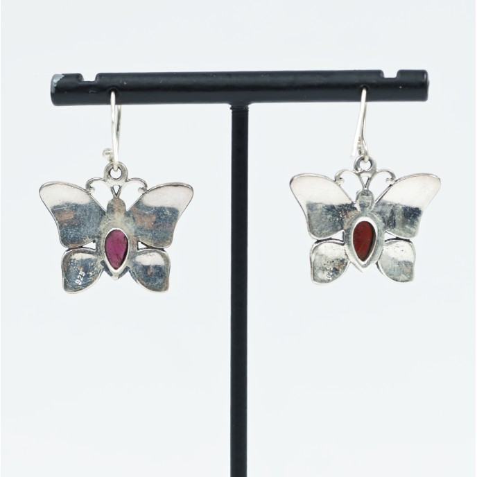 Cercei lungi fluture piatra naturala Argint