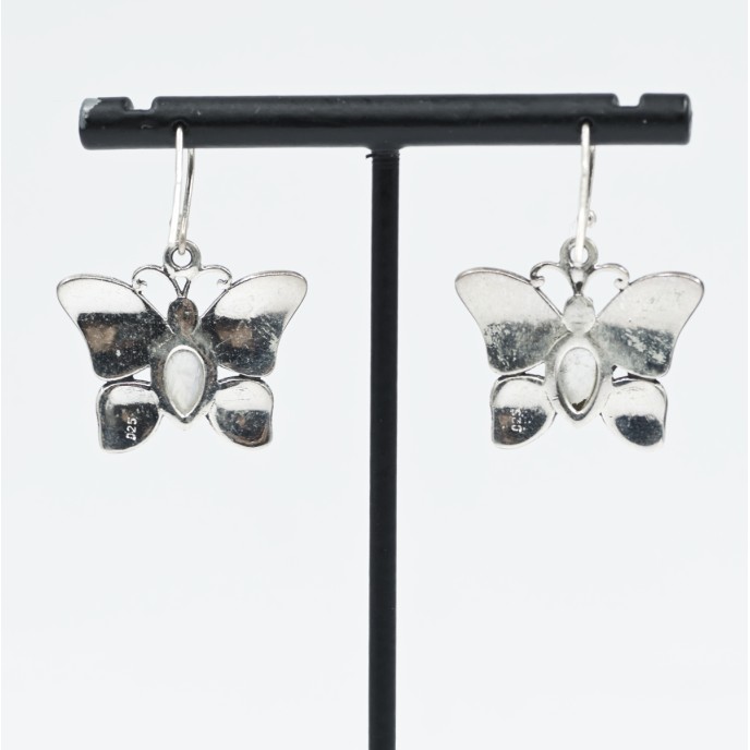 Cercei lungi fluture piatra naturala Argint
