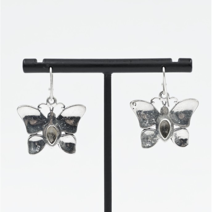 Cercei lungi fluture piatra naturala Argint