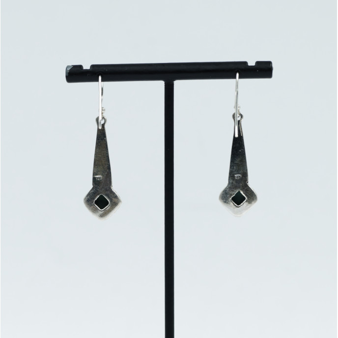 Cercei lungi patrati piatra naturala Argint