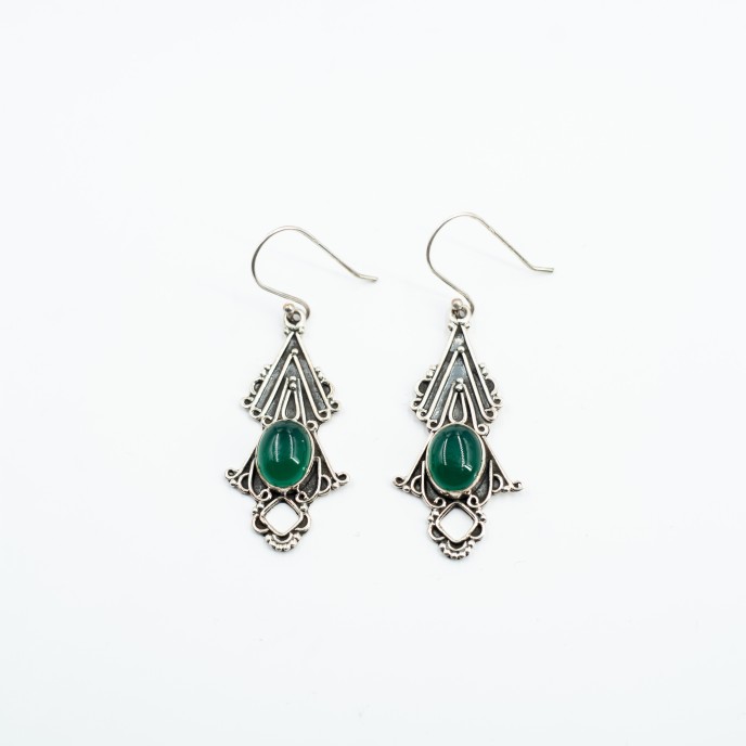 Cercei lungi bradut pietre naturale Argint