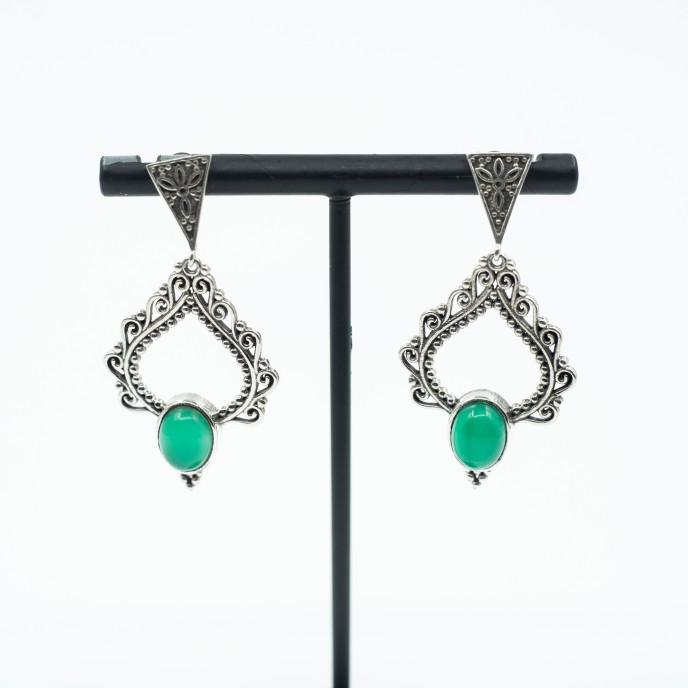 Cercei lungi candelabru pietre naturale Argint