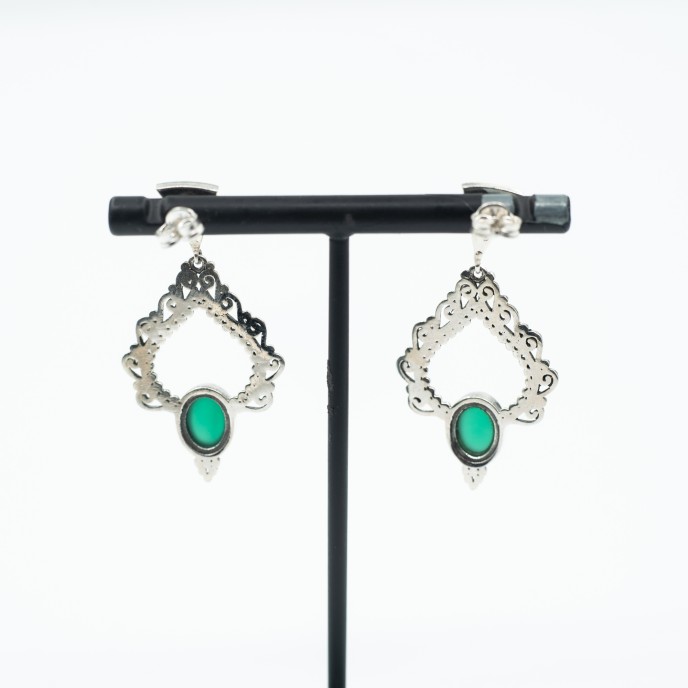 Cercei lungi candelabru pietre naturale Argint