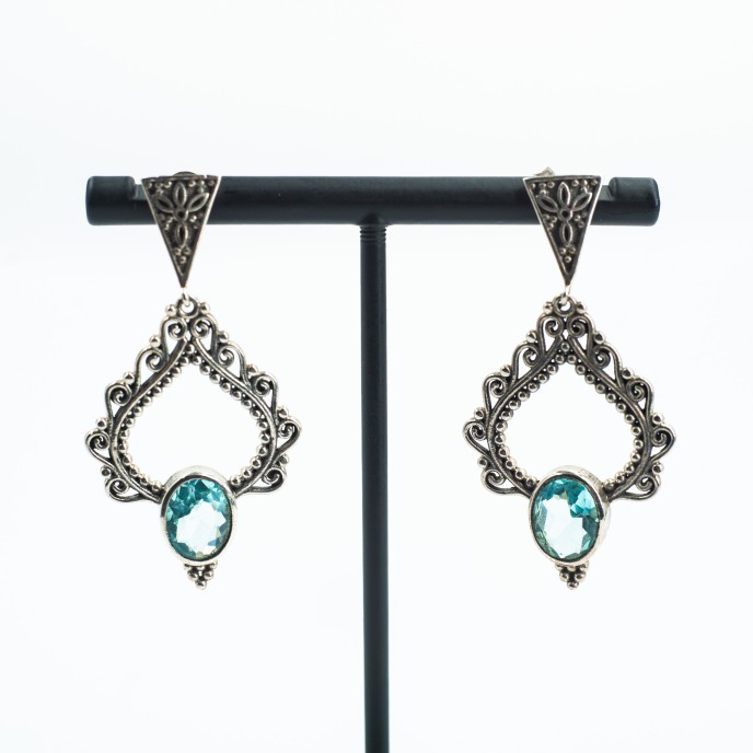 Cercei lungi candelabru pietre naturale Argint