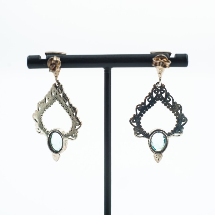 Cercei lungi candelabru pietre naturale Argint