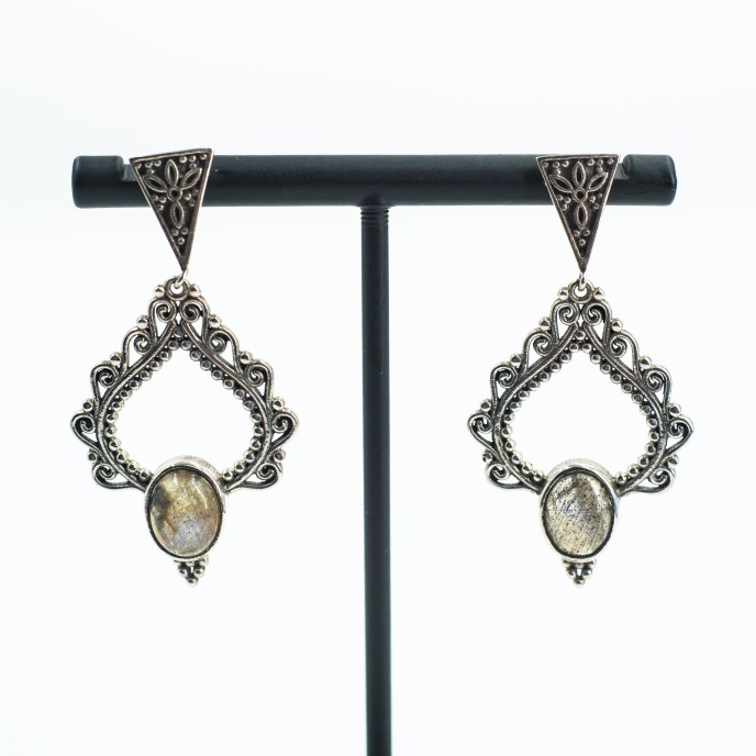 Cercei lungi candelabru pietre naturale Argint