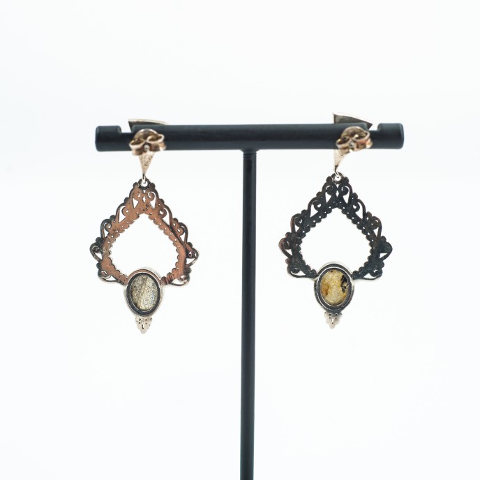 Cercei lungi candelabru pietre naturale Argint