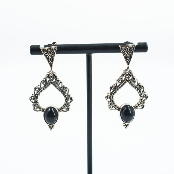 Cercei lungi candelabru pietre naturale Argint