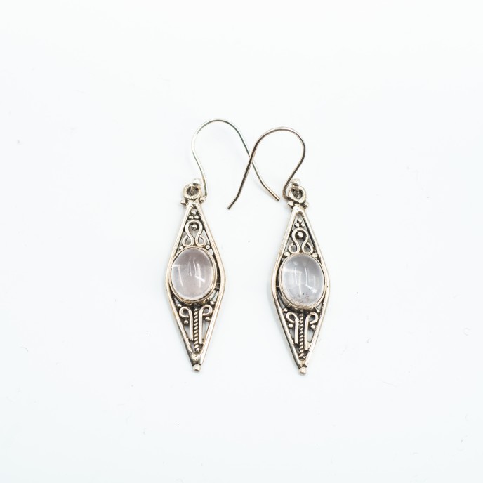 Cercei lungi romb pietre naturale Argint