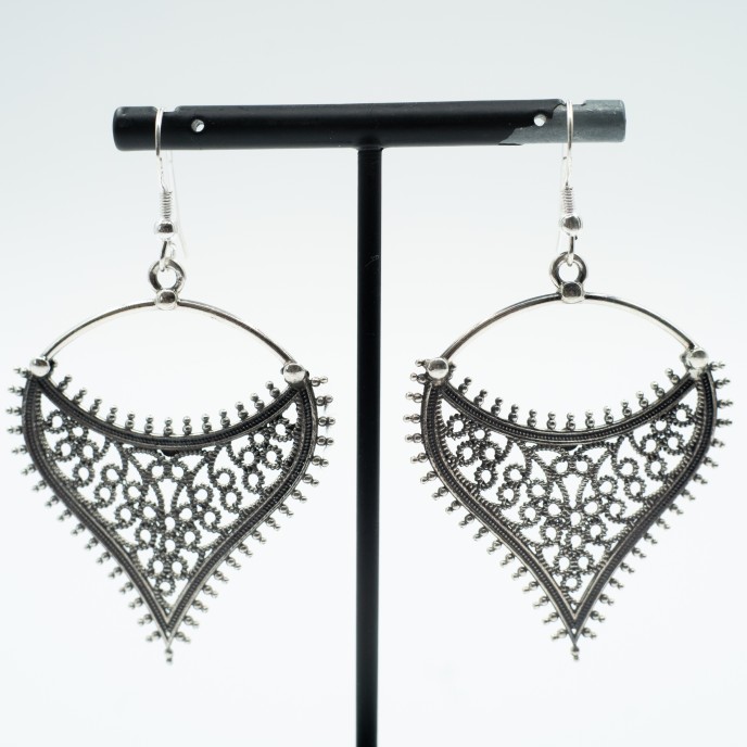 Cercei inima filigranata Argint