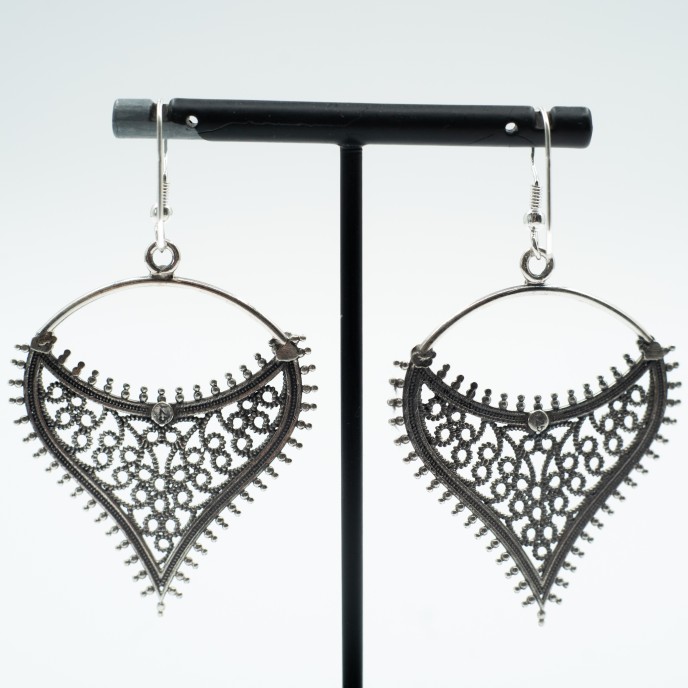 Cercei inima filigranata Argint