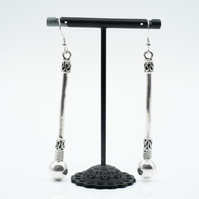 Cercei tija cu bila 8.5cm Argint