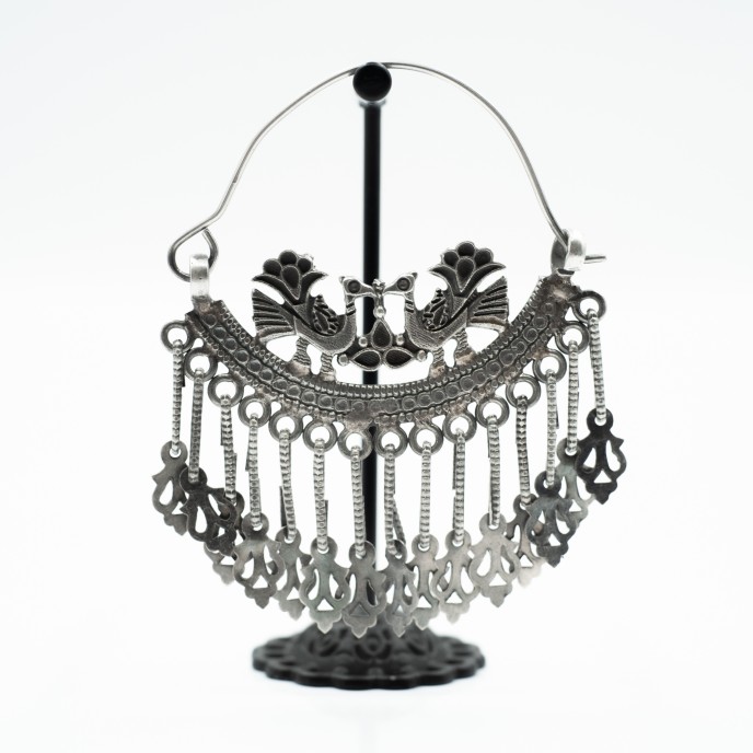 Cercei etnici doi pauni Argint