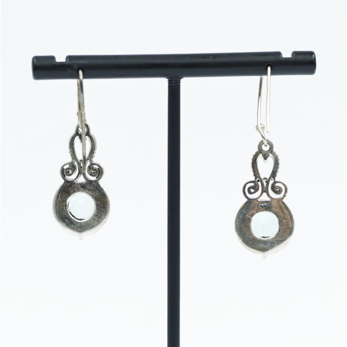 Cercei lungi spirale piatra naturala Argint