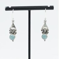 Cercei lungi doua semicercuri piatra naturala Argint