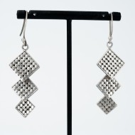 Cercei lungi trei patrate Argint