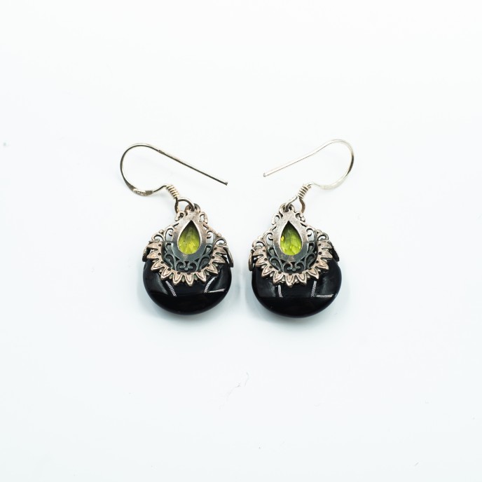 Cercei barcuta onix pietre naturale Argint