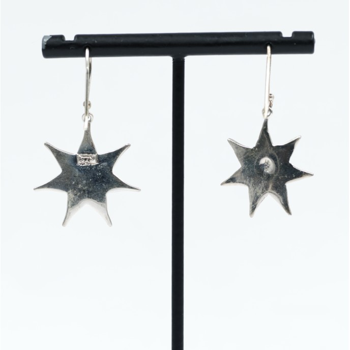 Cercei lungi stea piatra naturala Argint