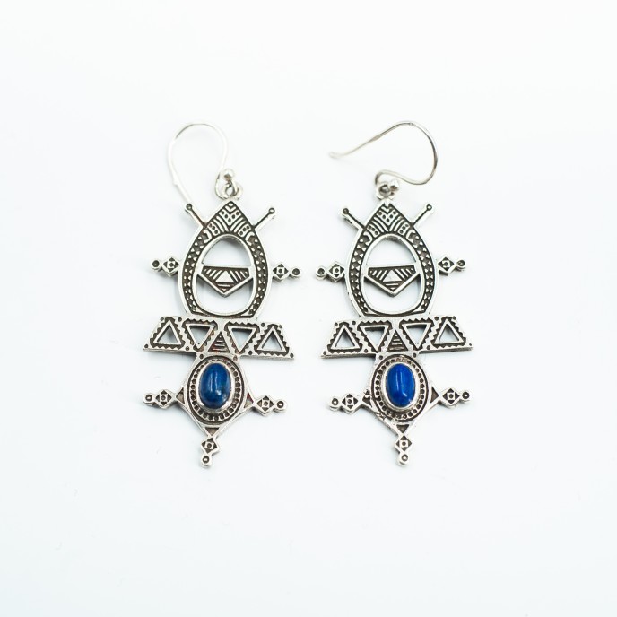 Cercei cruce tuarega pietre naturale Argint